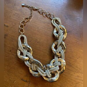 Vintage Chunky Two Tone Gold and Silver Chain Necklace